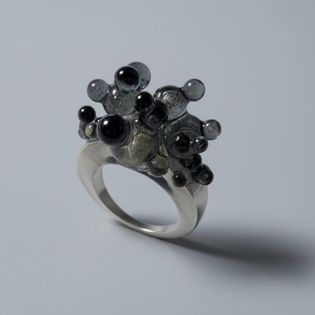 Black Statement Ring | Sculptural Bubble Cluster Ring | Unique Handmade ...