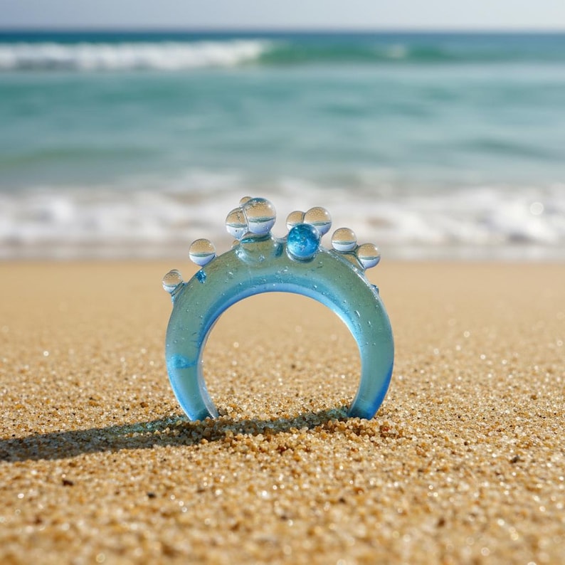 Patina Blue Statement Ring – Sculptural Bubble Design, Bold Modern Jewelry, Made in Canada image 1