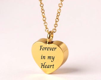 Personalized Heart Cremation Urn Necklace, Memorial Ash Jewelry