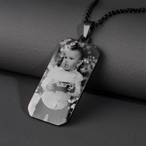 Personalized Photo Necklace , Custom Engraved Picture, Necklace Photo Jewelry, Memorial Gift Necklace, Photo Necklace Engraving
