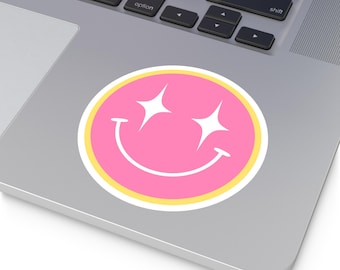 Pegatinas redondas con cara sonriente, para interior y exterior, calcomanía con cara feliz, calcomanía impermeable para computadora portátil, calcomanía divertida para automóvil, calcomanía de vinilo linda, positiva