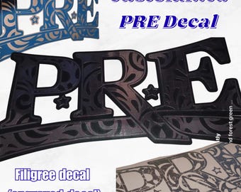 PRE Decal | Layered Engraved Vinyl Sticker | Custom Color Car Truck Window (6–20 Inch)