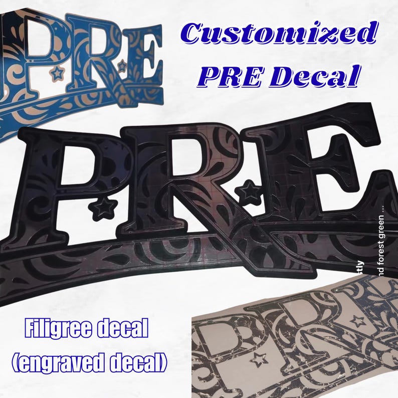 Pre Decals Custom PRE Decal | Layered Engraved Vinyl Sticker | Custom Color Car Truck ...