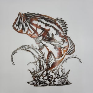 Large Bass Fish Metal Wall Hanging