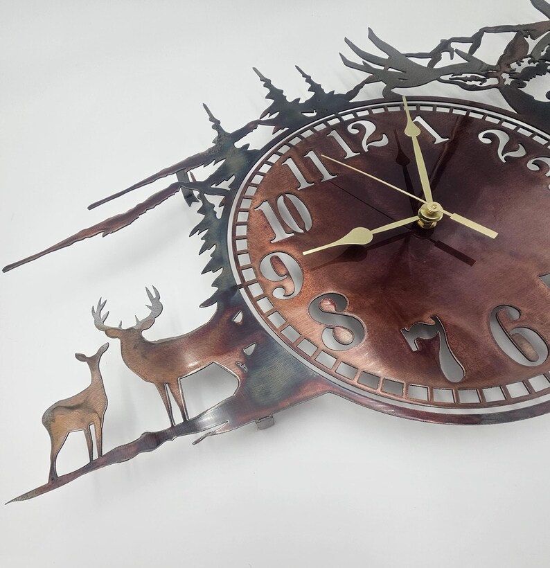 Mule Deer Clock Metal Wall Art | Rustic Wildlife Timepiece | Cabin ...