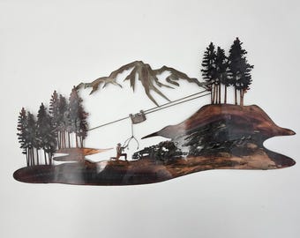 Logger Metal Wall Art | Choker Setter Logging Scene | Rustic Cabin Decor | Forestry Gift | Personalized Steel Wall Hanging