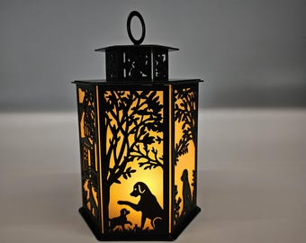 Dog Memorial Lantern | Pet Loss Gift | Sympathy Candle Holder | Dog Remembrance Gift | LED Memorial Light