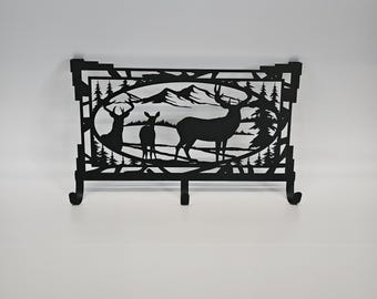 Mule Deer Metal Wall Rack | Rustic Cabin Decor | Wildlife Hat & Key Holder | Lodge Wall Art for Hunters