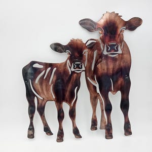 Rustic Cows Metal Wall Hanging