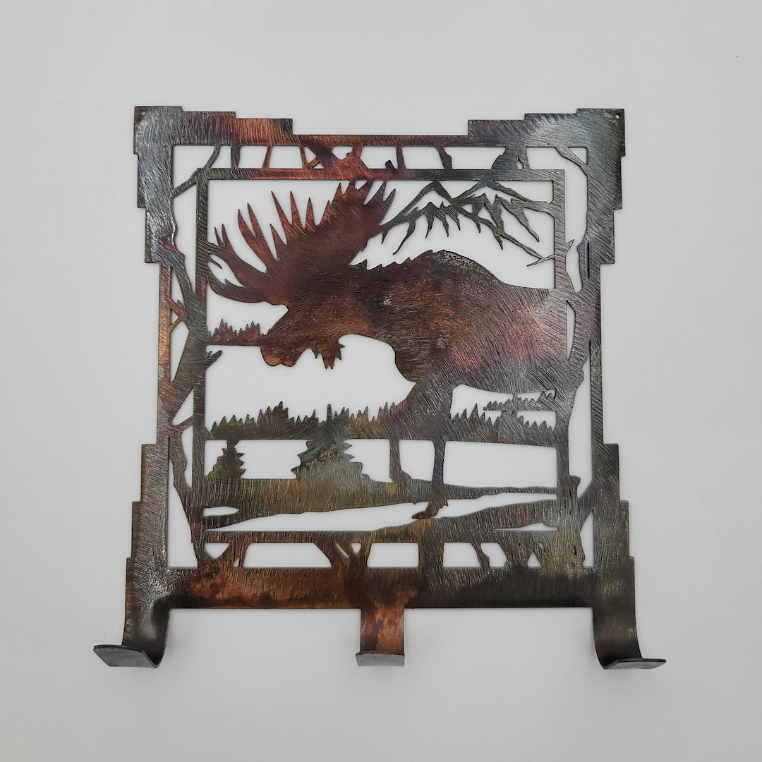 Moose Entryway Hook Rack | Northwoods Wall Organizer | Cabin Key ...