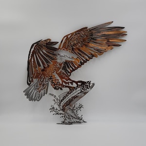 Eagle & Fish Metal Wall Hanging