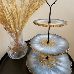 Epoxy resin, coasters, home decor, handmade, artistic home gift, resin coasters, three-tier cupcake stand