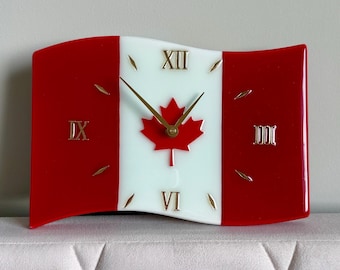 Handmade Canadian Flag Resin Clock, Custom Country Design