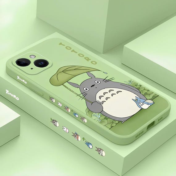 Anime cartoon case for iphone, cute phone case, soft plastic anine phone case. Gift for relatives. Cute green silicons anime cover.