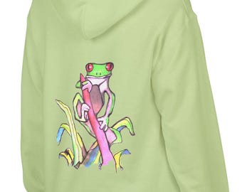 Frog Lover Hoodie: Watercolor Amphibian Art by KristenUlla
