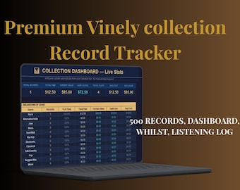 Vinyl Record Collection Tracker | Database, Wishlist, Value Log (Google Sheets/Excel)