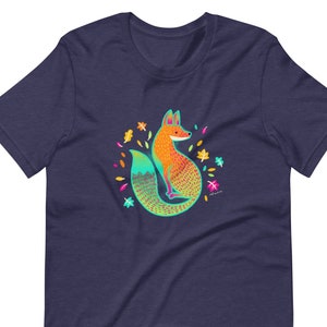 Fox Alebrije T-Shirt - Short sleeve t-shirt, womens and mens tees, colorful Mexican folk art, cute fox art, colorful fox, animal lover tee