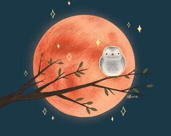 Harvest Moon Owl - Fall Art Print