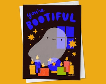 Cute Ghost Love, Valentine's & Friendship Greeting Card "You're Boo-tiful"