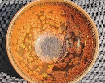 Jianzhan Tea Cup, Tenmoku, Dragon Kiln Wood Fired, Pottery, Clay, Glaze, Handmade, Chinese Master, Collectible, Unique, art, incl gift bag.