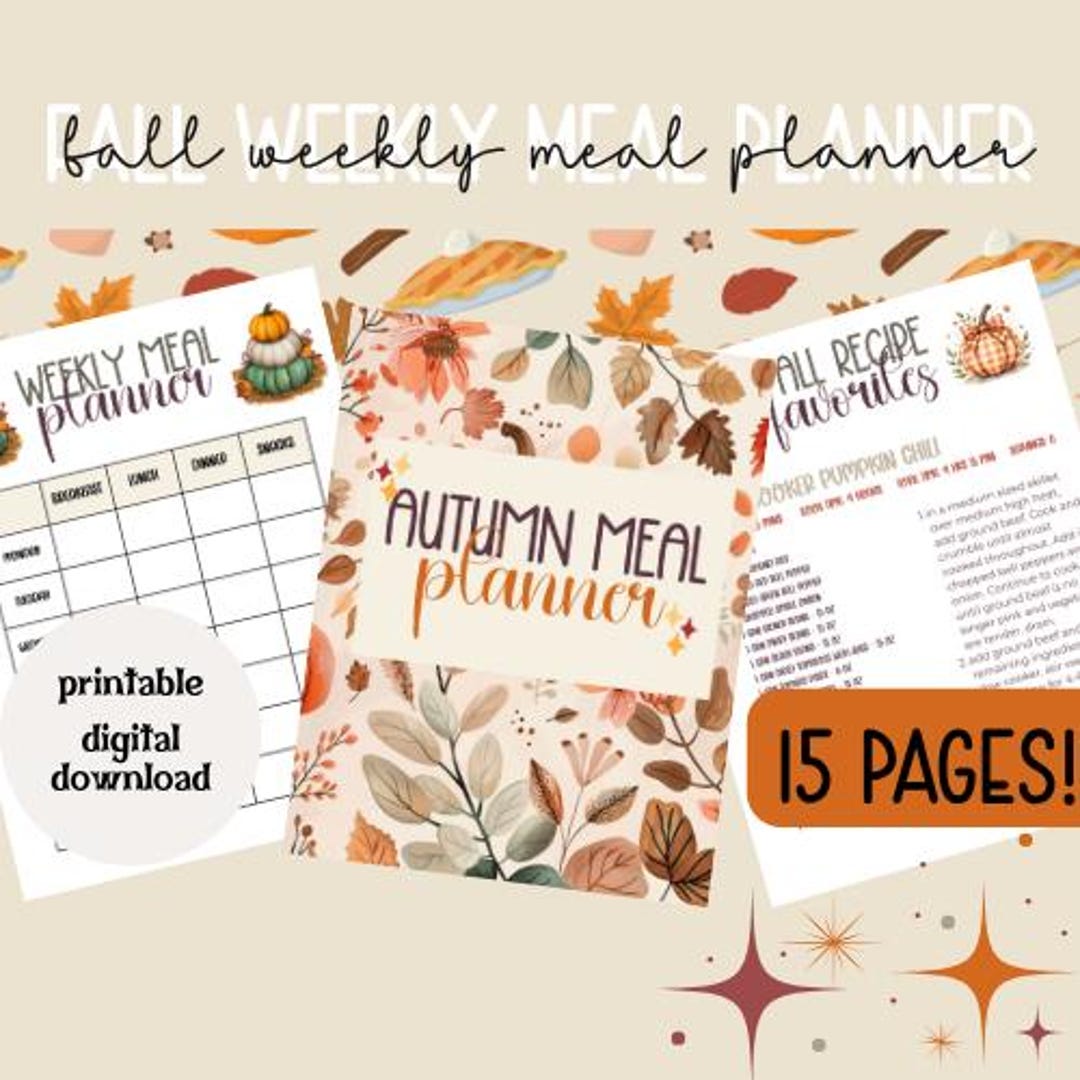 Autumn Meal Planner Printable | 15 Page Fall Meal Plan PDF | Cozy ...