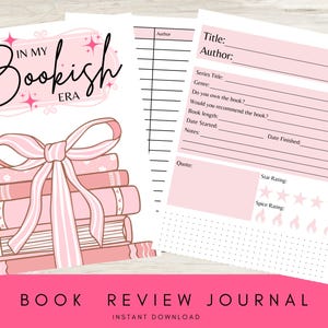 In My Bookish Era Book Review Journal, Coquettish Pink Aesthetic, 100 Book Reviews, TBR List, Book Journal, Reading Journal, Book Review