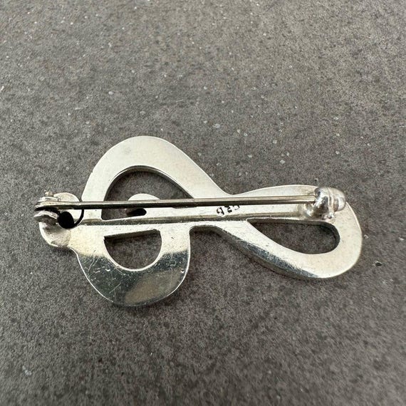 Sterling Silver Solid Treble Clef Brooch/Pin - image 4