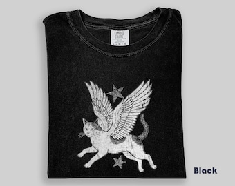 Angel Cat T-Shirt, Kitten Sweatshirt, Celestial Stars Tee, Cute Pet Lover Gift