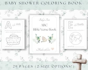 Baby Shower ABC Book | Baby's First ABC Book | bible verse ABCs baby shower coloring book | Christian Printable baby shower
