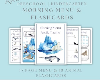 Arctic Theme Morning Menu | Arctic Unit Study | Preschool Kindergarten | Winter | Arctic Morning Basket | Flashcards | Homeschool