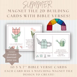 Hojas de rompecabezas de fichas magnéticas de verano / Tarjetas magnéticas 2D / Material imprimible para educación en el hogar cristiana / Actividad de tarjetas de tareas STEM para preescolar / Fichas Picasso