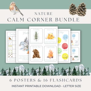 Calm Corner Nature Theme | Emotion Chart | Feeling Chart | Zones of Regulation  | Nature Breathing Cards | calming corner | forest school