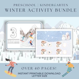 Preschool Winter Activity and Games Bundle | Winter Themed Morning Basket | Christmas Coloring | Preschool Kindergarten Worksheet Pages