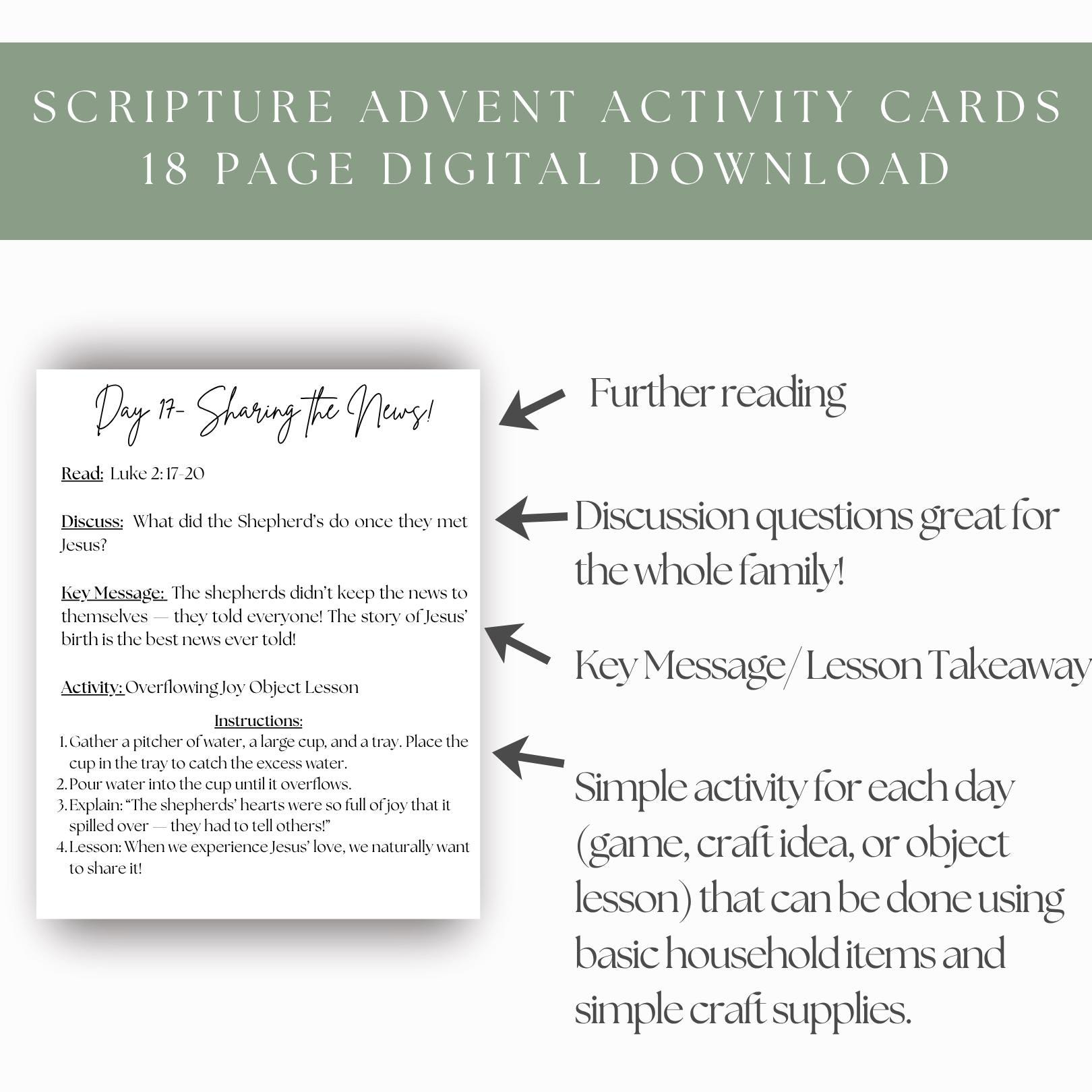 Nativity Advent Calendar for Kids, Printable Christmas Story Advent ...