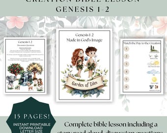 Days Of Creation Bible Story Coloring Craft For Kids, Sunday School Christian Homeschool Activity Printable, In The Beginning Genesis Lesson