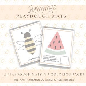 Sommer Themed Playdough Matten | Vorschulaktivität | Kindergarten | Hausschule | Ausmalbilder Sommer | Sensorische Aktivität | Kleinkind druckbar
