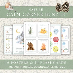 Thème nature Coin calme | Graphique des émotions | Tableau des sentiments | Zones de réglementation | Cartes de respiration des bois | coin apaisant | école forestière
