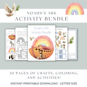 Noahs Ark Activity Bundle | Printable Bible Lesson | Sunday School Craft | Noahs Ark Craft  | Bible games | Bible study printable for kids