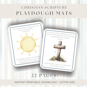 Christian Playdough Mats | Bible Memory Verses | Scripture cards for Kids | Preschool Playdough Mat | Sunday School | Sensory Activity
