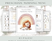 Christian Preschool Morning Menu | Preschool Curriculum | Montessori Quiet Book Homeschool Busy Book | Bible Game Printable Worksheet