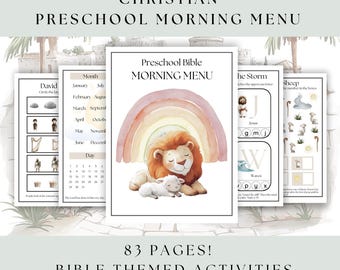 Christian Preschool Morning Menu | Preschool Curriculum | Montessori Quiet Book Homeschool Busy Book | Bible Game Printable Worksheet
