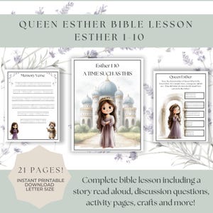 Esther Bible Story Coloring Craft For Kids, Sunday School Christian Homeschool Activity Printable, Preschool kindergarten Bible Lesson