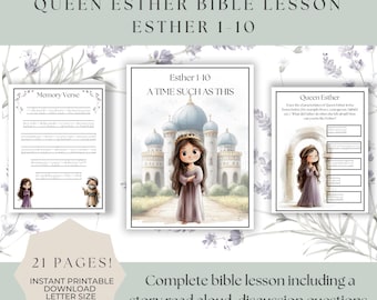 Esther Bible Story Coloring Craft For Kids, Sunday School Christian Homeschool Activity Printable, Preschool kindergarten Bible Lesson