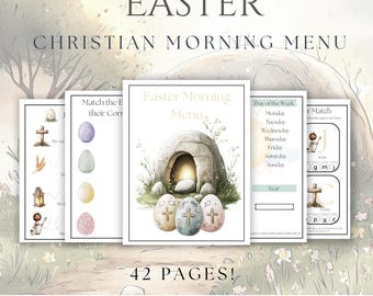 Christian Easter Morning Menu | Jesus Bible Lesson | Preschool Kindergarten Activity | Homeschool Worksheets | Morning Basket | Printable