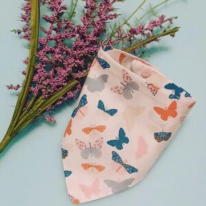 Butterfly dog bandana, Spring time dog bandana, Colorful butterflies dog bandana, Summer cat bandana, Cute dog scarf, Snap-on dog bandana