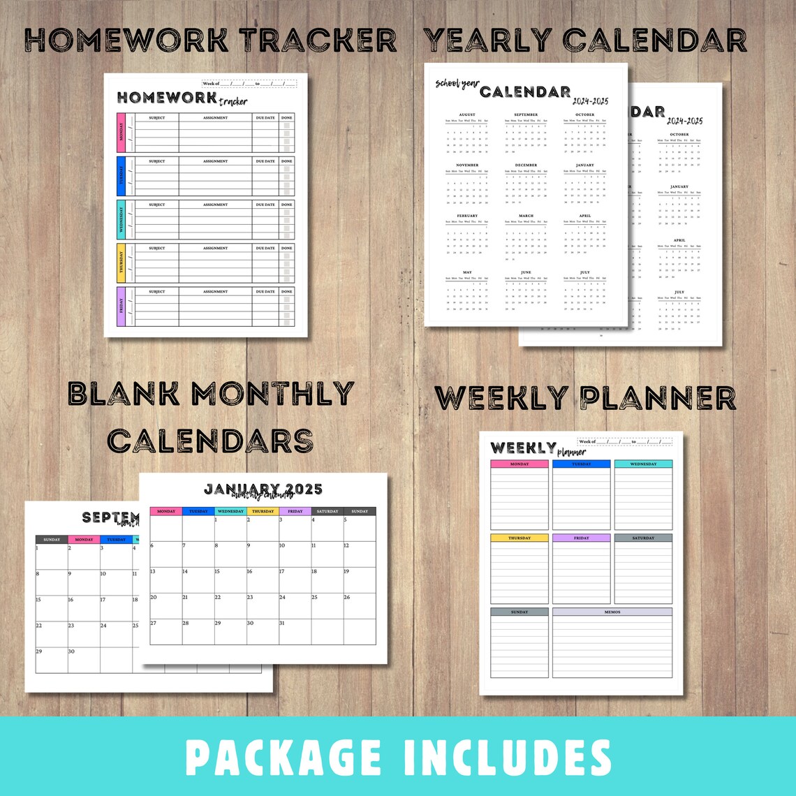 School Organization Chart Printable Homework Tracker Weekly Planner ...