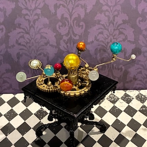 Golden Orrery – Miniature Solar System Model, Dollhouse, Planets.  hand made by Jstar