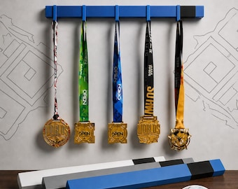 Jiu Jitsu Medal Display Rack | BJJ Medal Holder Wall Mount | Martial Arts Medal Organizer | Wrestling & MMA Medal Hanger | Flush Mount