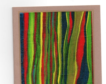 Reach - Tarjeta de notas en blanco de arte abstracto, rojo, amarillo, azul y verde, papelería