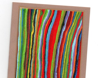 Tarjeta de felicitación con arte abstracto, tarjeta en blanco impresa en papel reciclado.